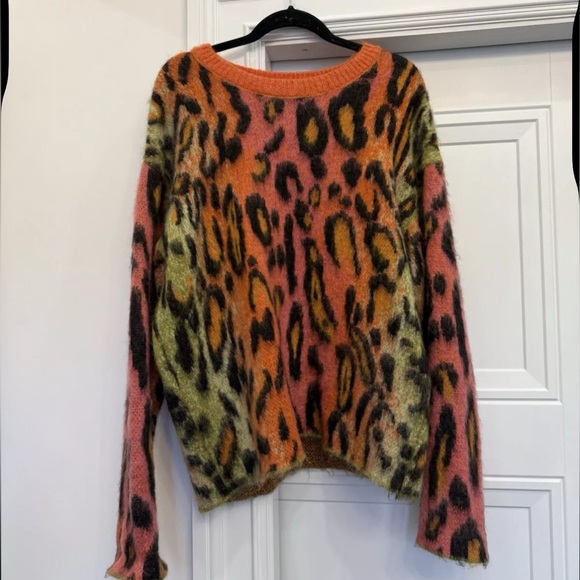 STELLA MCCARTNEY NEON ORANGE PINK LEOPARD SET SIZE 44 RETAIL $1900 MOHAIR  RARE - Picture 4 of 12